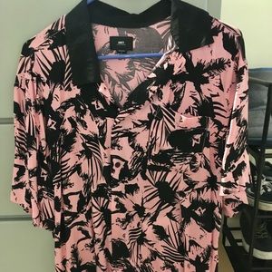 Obey L Button Up Pink/Black
